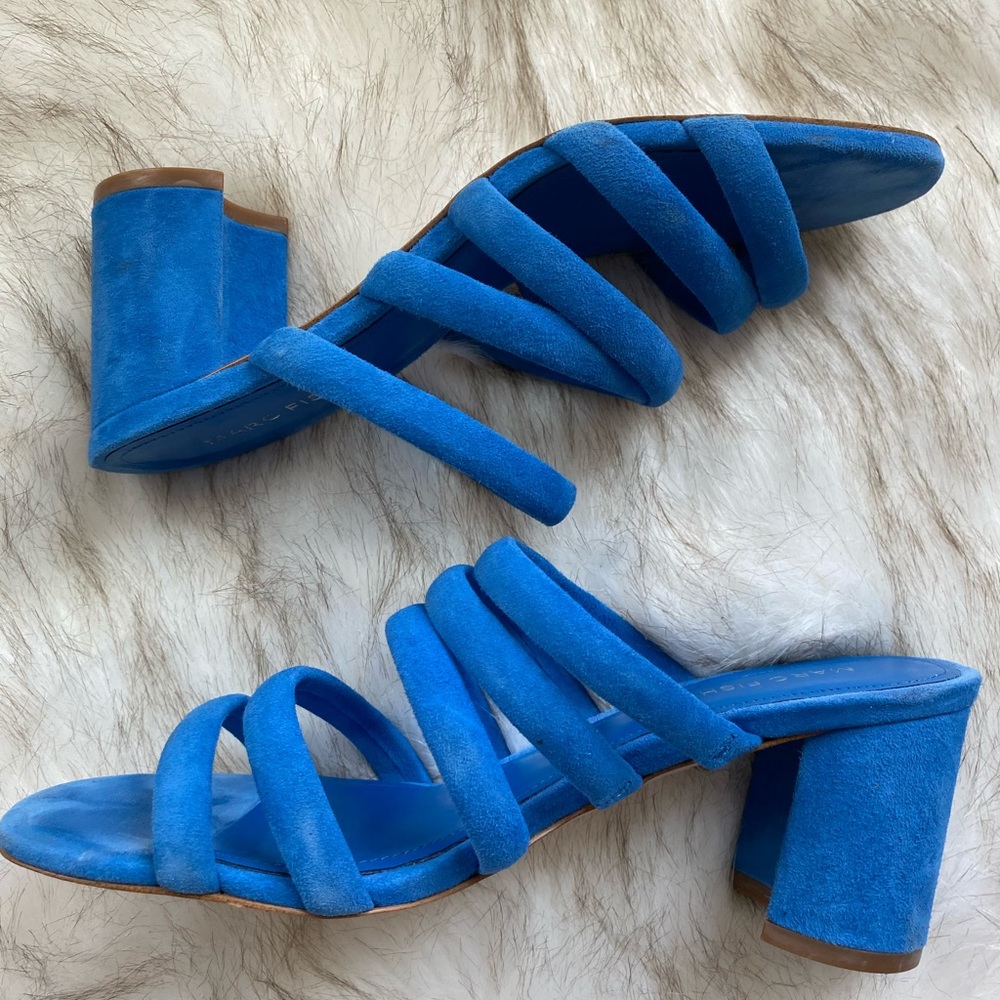 Marc Fisher blue suede block sandals size 7m